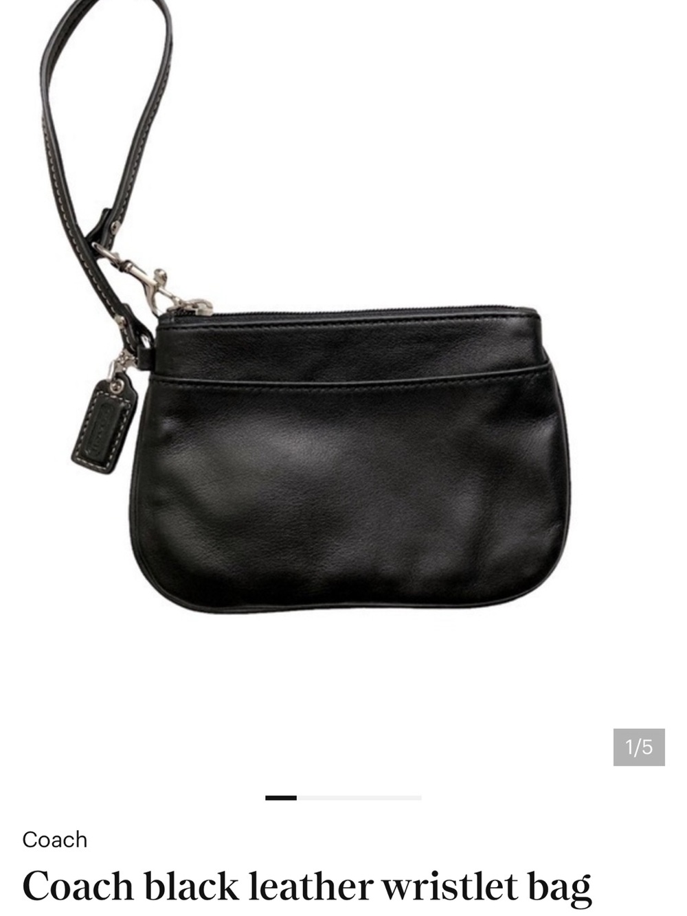 Coach Black Leather Wristlet with Detachable Strap